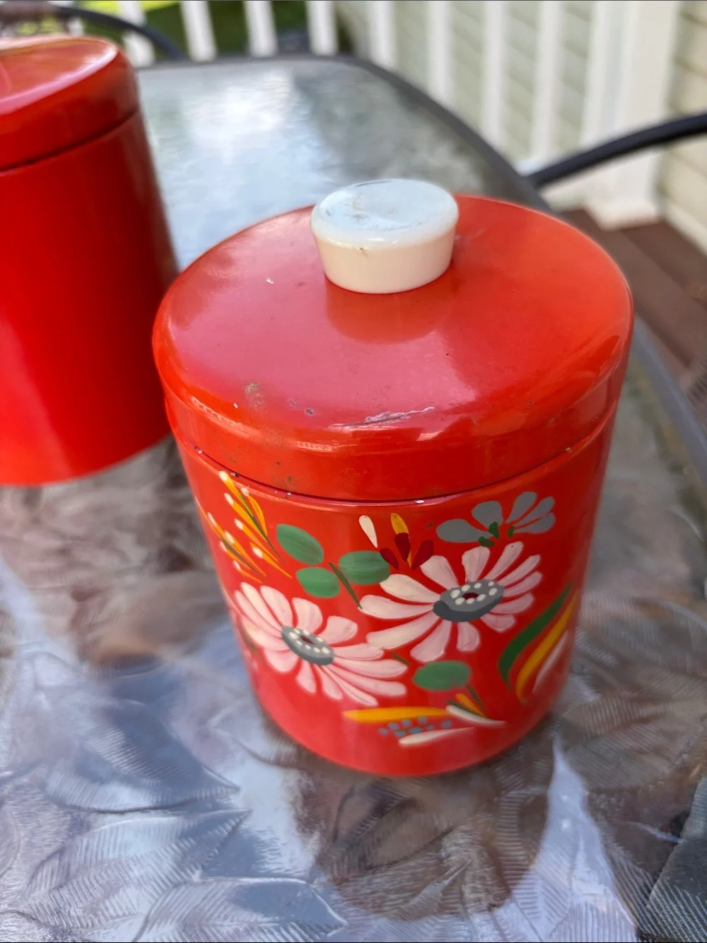 Vintage Ransburg Hand Painted Canister Set